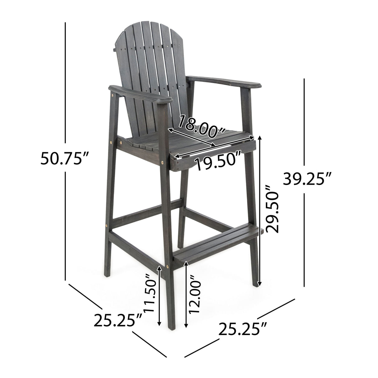 Outdoor Acacia Wood Adirondack Barstools (Set of 2)