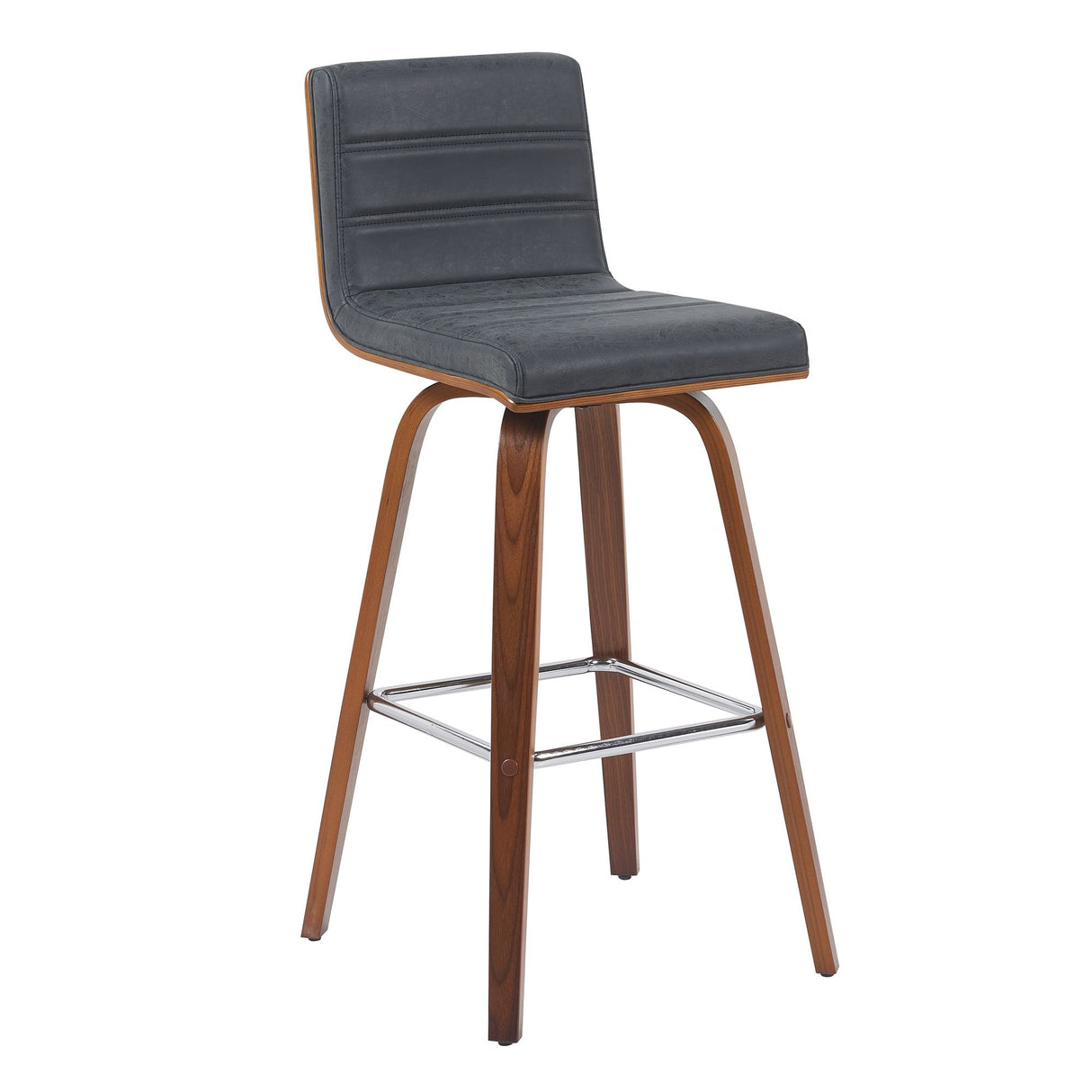 Vienna - Modern Swivel Bar Height Stool - Walnut Finished Wood Frame