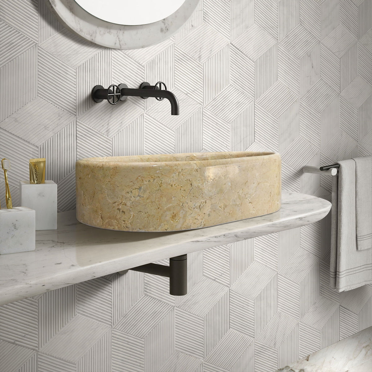 Bathroom Vessel Sink, Semi Polished Surface