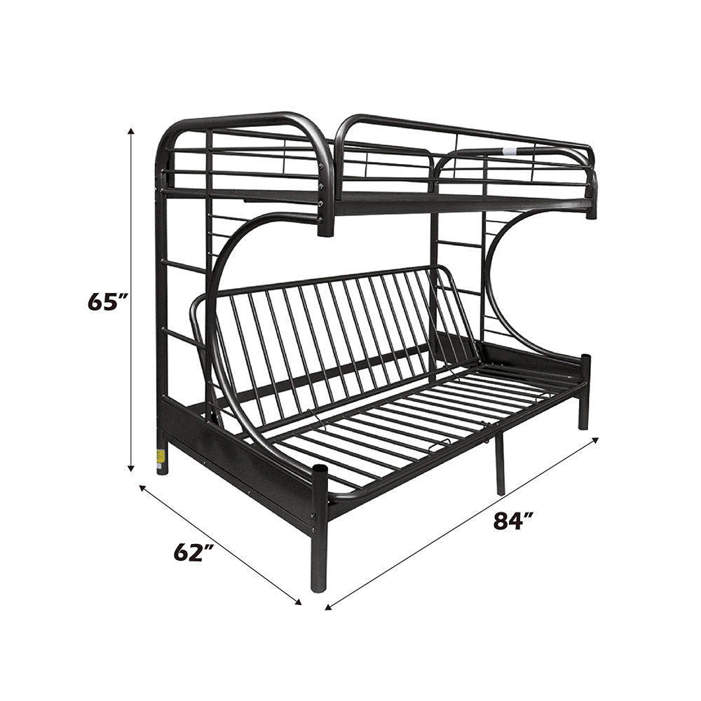 Eclipse - Twin Long/Queen Futon Bunk Bed - Black