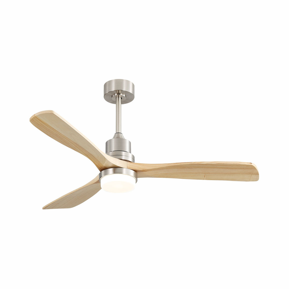 Indoor Ceiling Fan With Dimmable LED Light, 6 Speed Remote Controlled DC Motor, Reversible Blades - Brushed Nickel