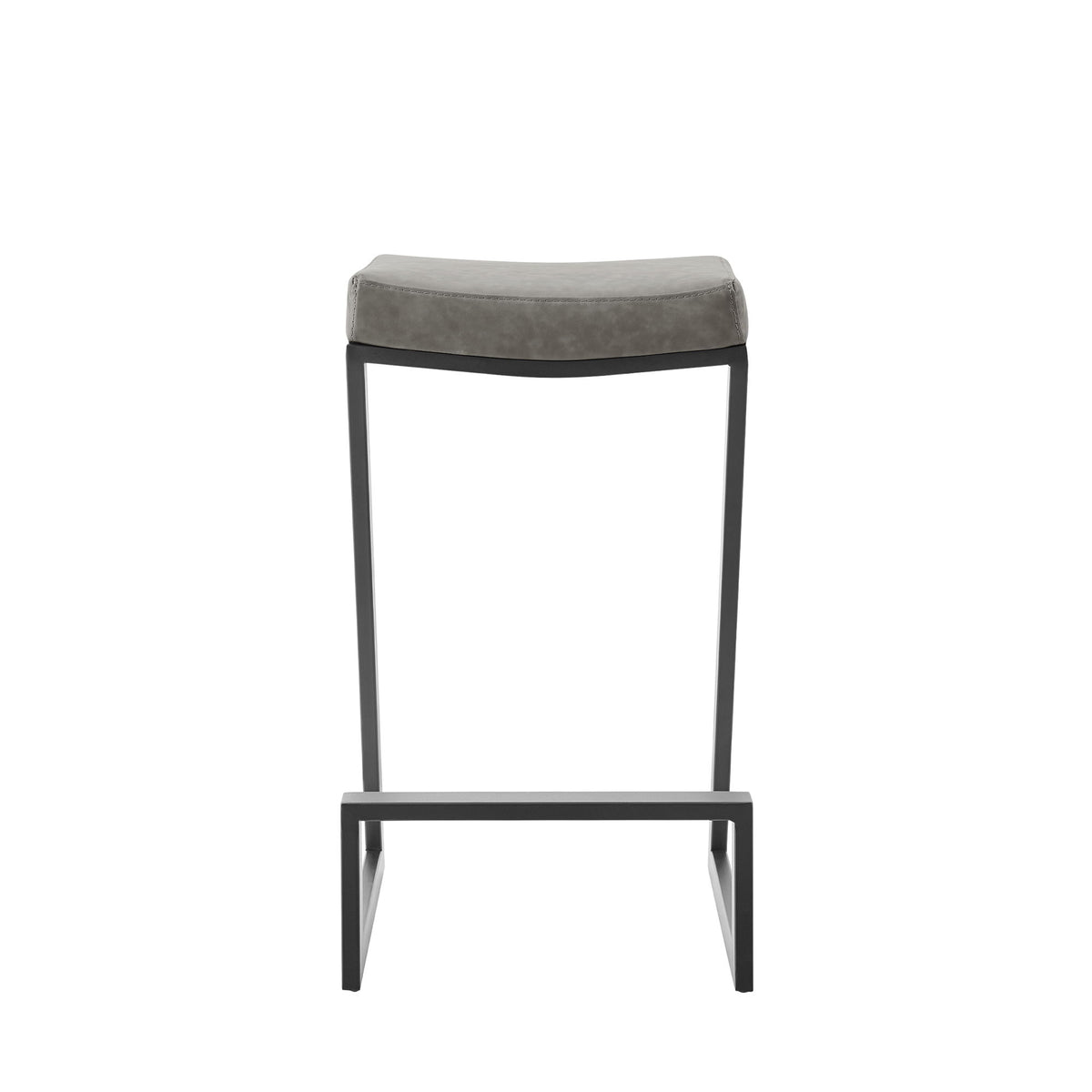 Atlantis - 30" Vintage Backless Bar Stool - Matte Black / Gray