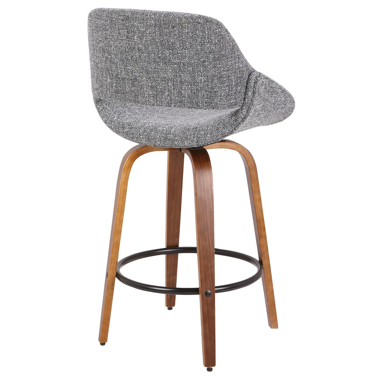 Fabrizzi - Mid-Century Modern Counter Stool - Walnut Frame