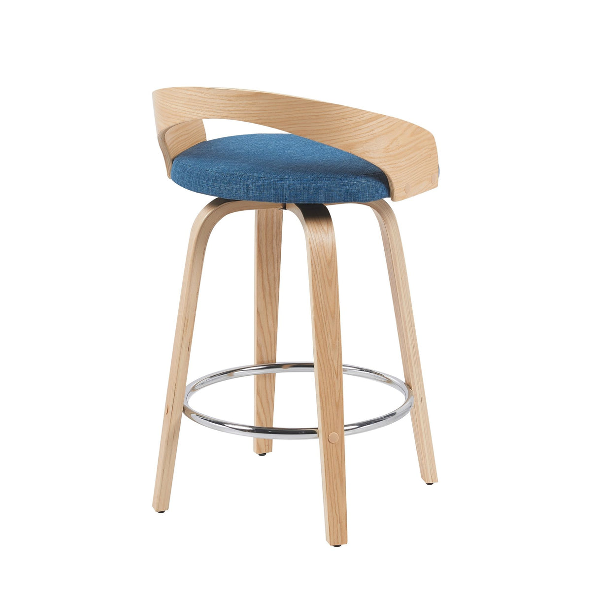 Sonia - Modern Swivel Counter Height Bar Stool - Patterned Oak Wood Finish