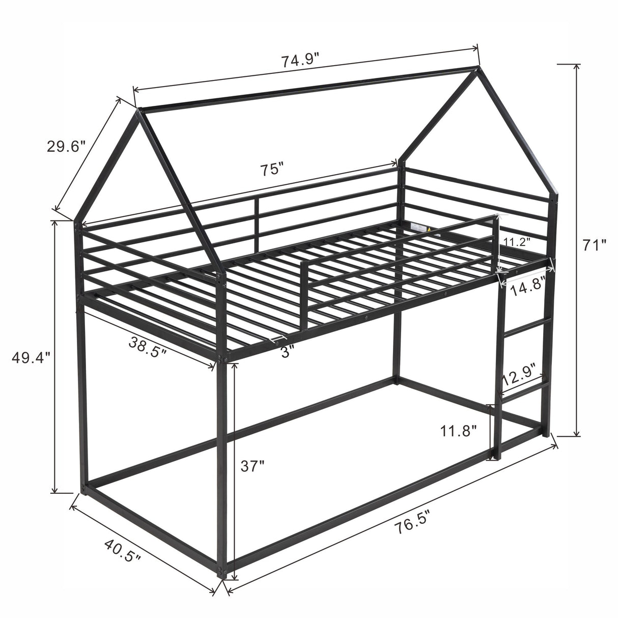 House Bunk Bed With Built In Ladder
