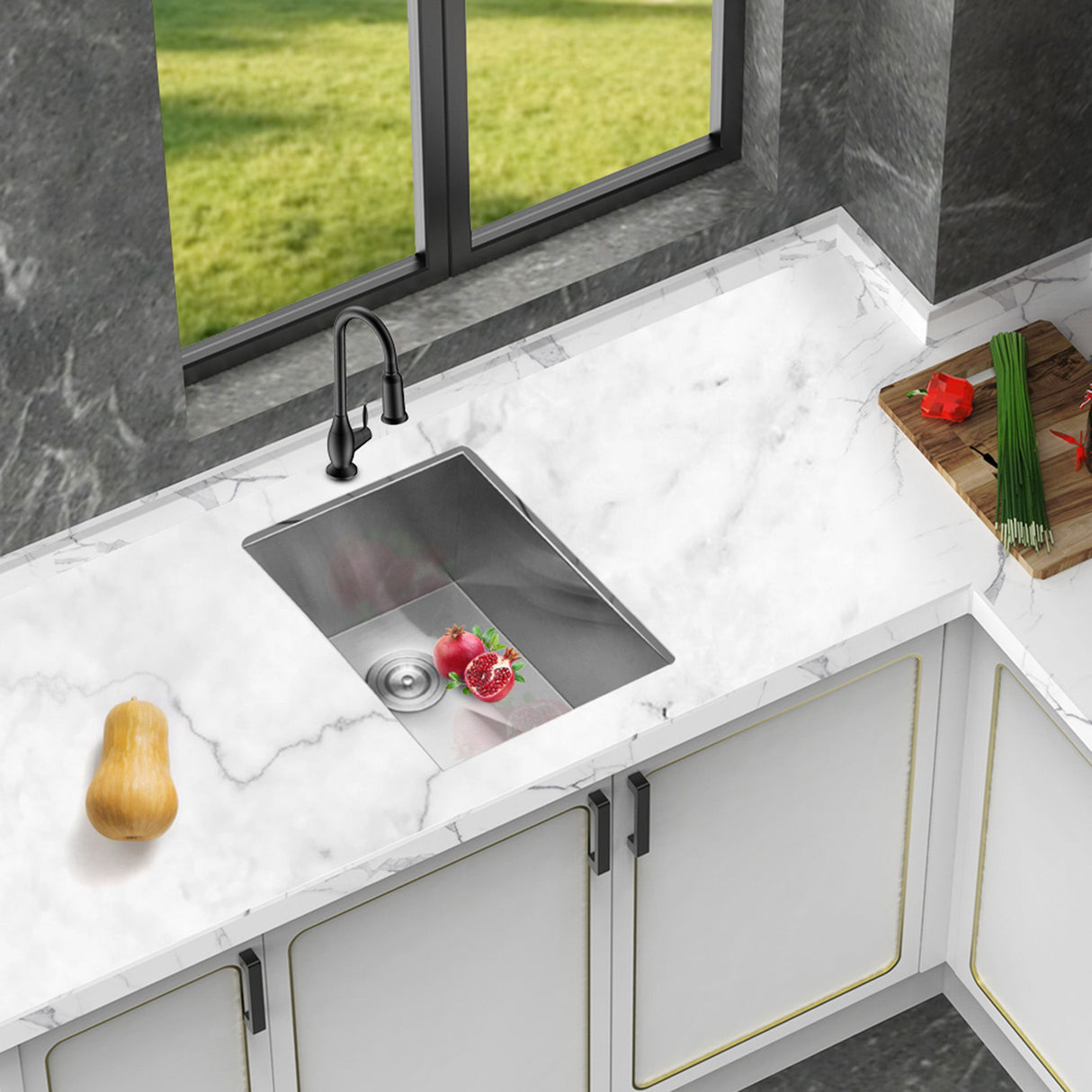 Modern Style Undermount Sink With Stainless Steel, Deep Single Bowl