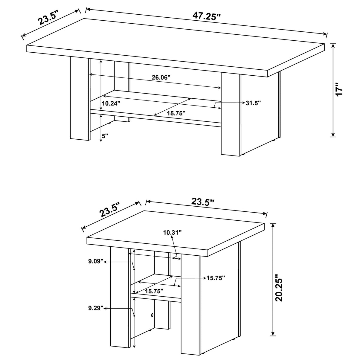 Salton - 3 Piece Coffee Table Set - Black