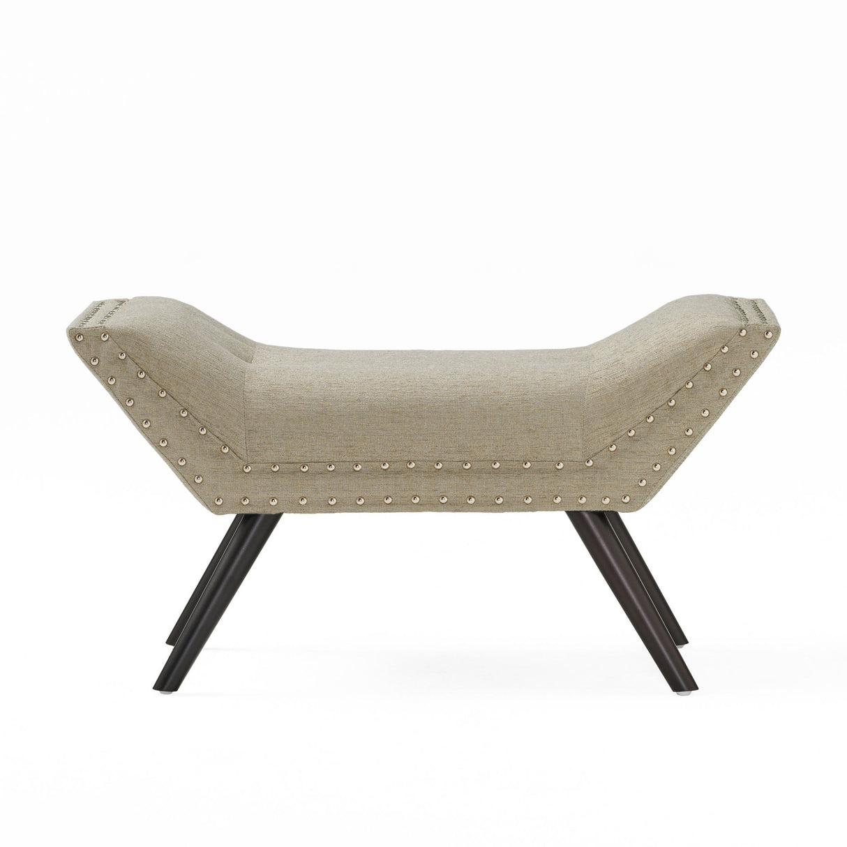 Hariata - Contemporary Fabric Tufted Ottoman Bench - Beige