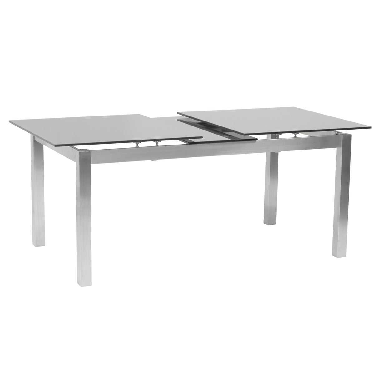 Ivan - Extension Dining Table Tempered Glass Top - Brushed Silver / Gray