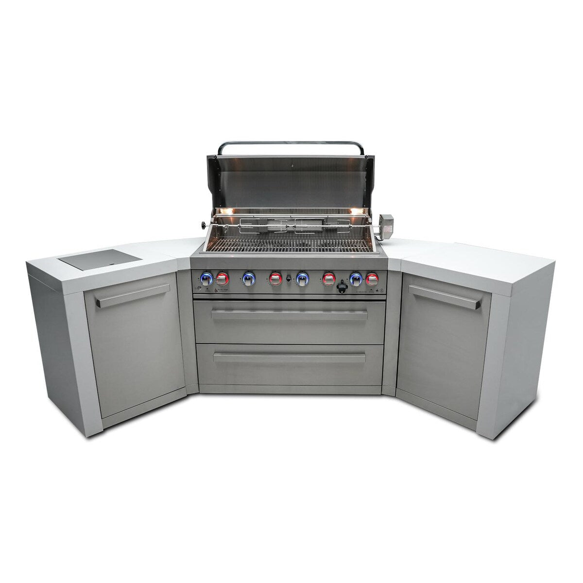 Mont Alpi Deluxe Series 8 Ft U-Shaped Natural Gas Outdoor Kitchen Island w/ Side Burner - MAi805-D45