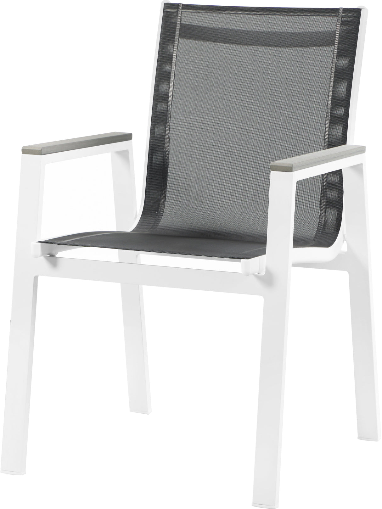 Nizuc - Outdoor Patio Dining Arm Chair With White Frame And Gray Arms (Set of 2)