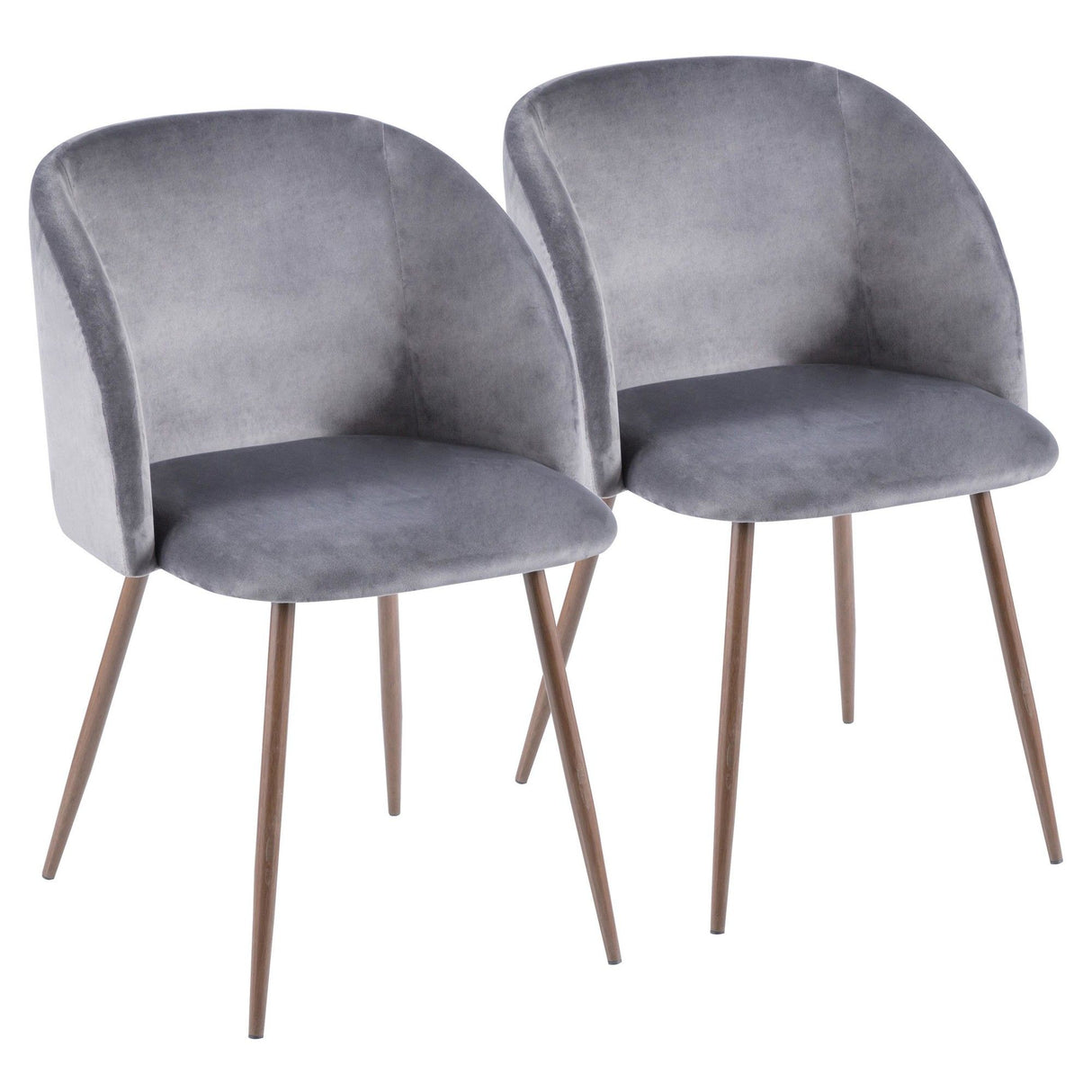 Luna - Contemporary Dining / Accent Chair (Set of 2) - Walnut With Gray Velvet