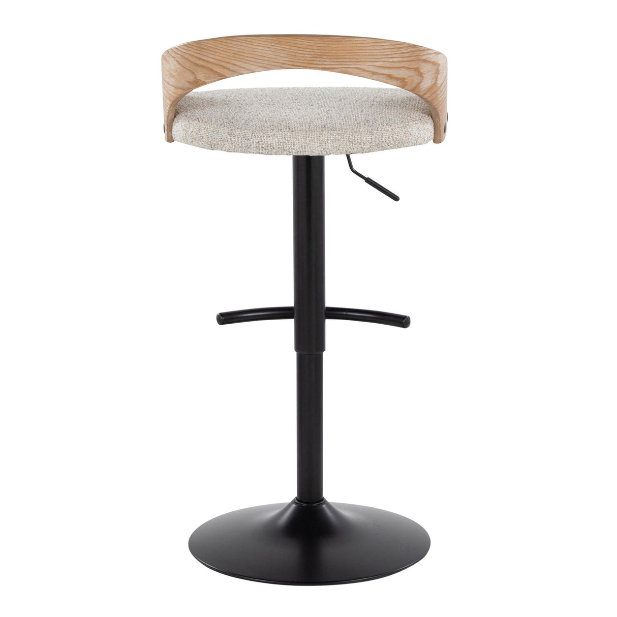 Grotto - Adjustable Barstool - Black Metal, Whitewashed Wood