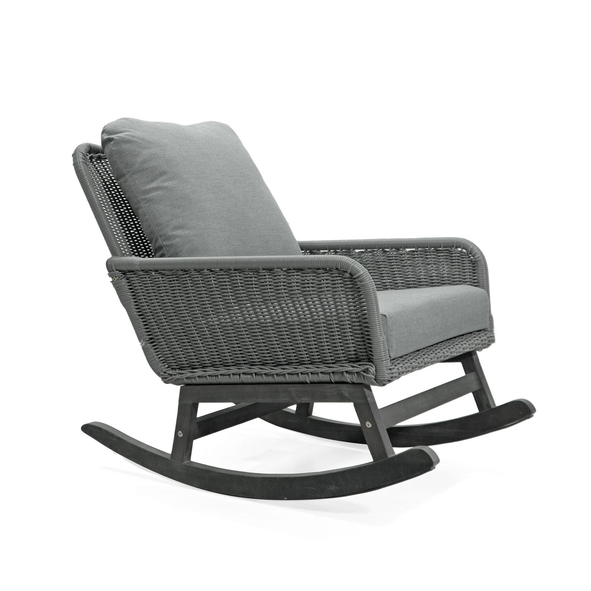 Contemporary Minimalist Wicker Rocking Chair With Soft Polyester Cushions