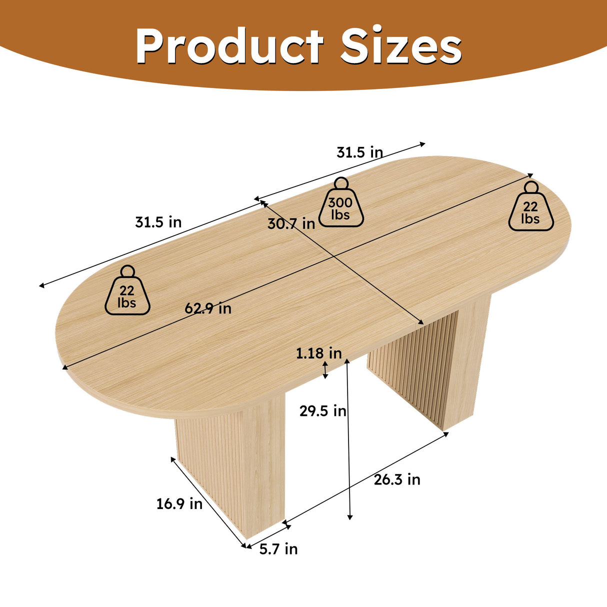 Oval Dining Table With Slim Base - Light Walnut