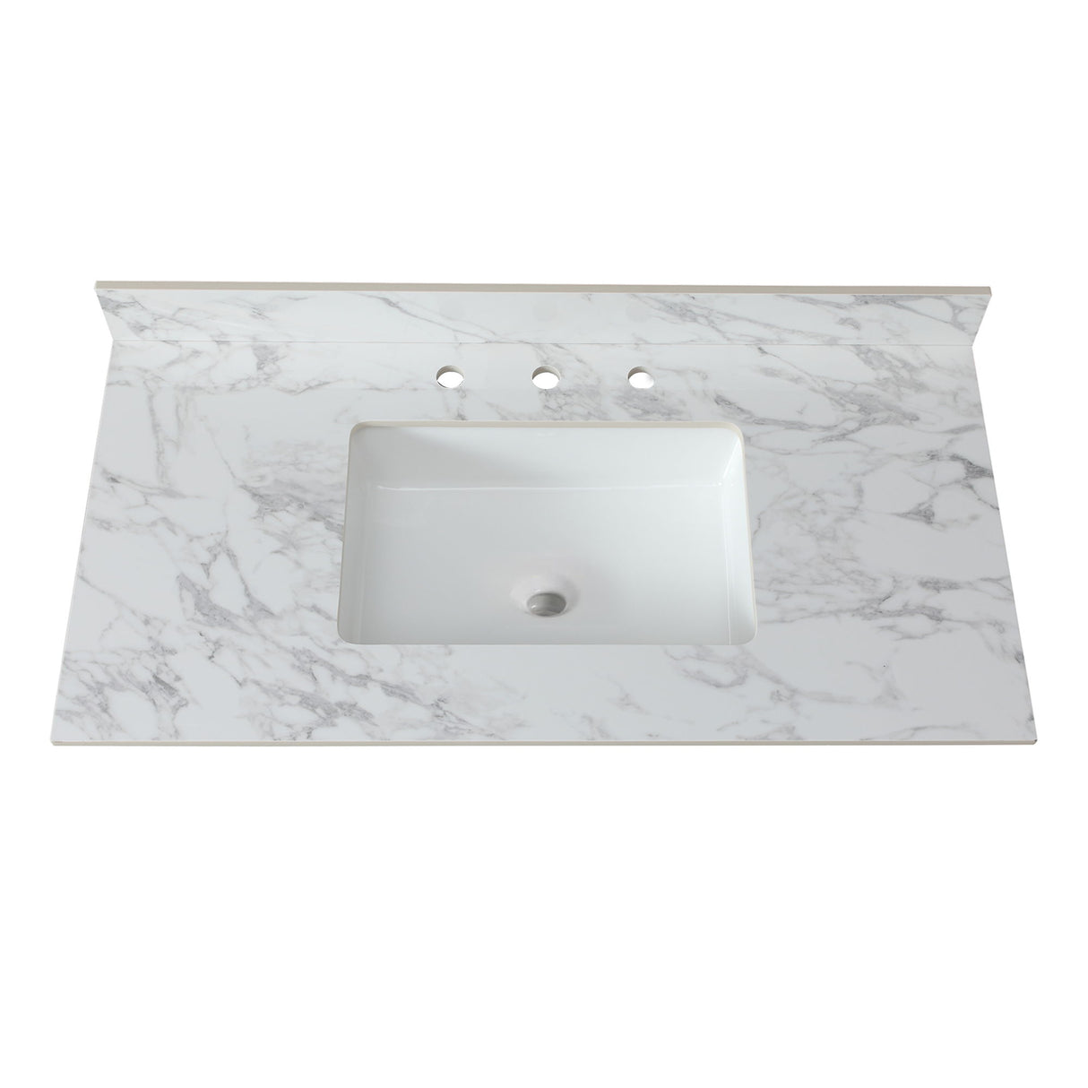 Elegant Sintered Stone Bathroom Vanity Top With Rectangular Undermount Ceramic Sink