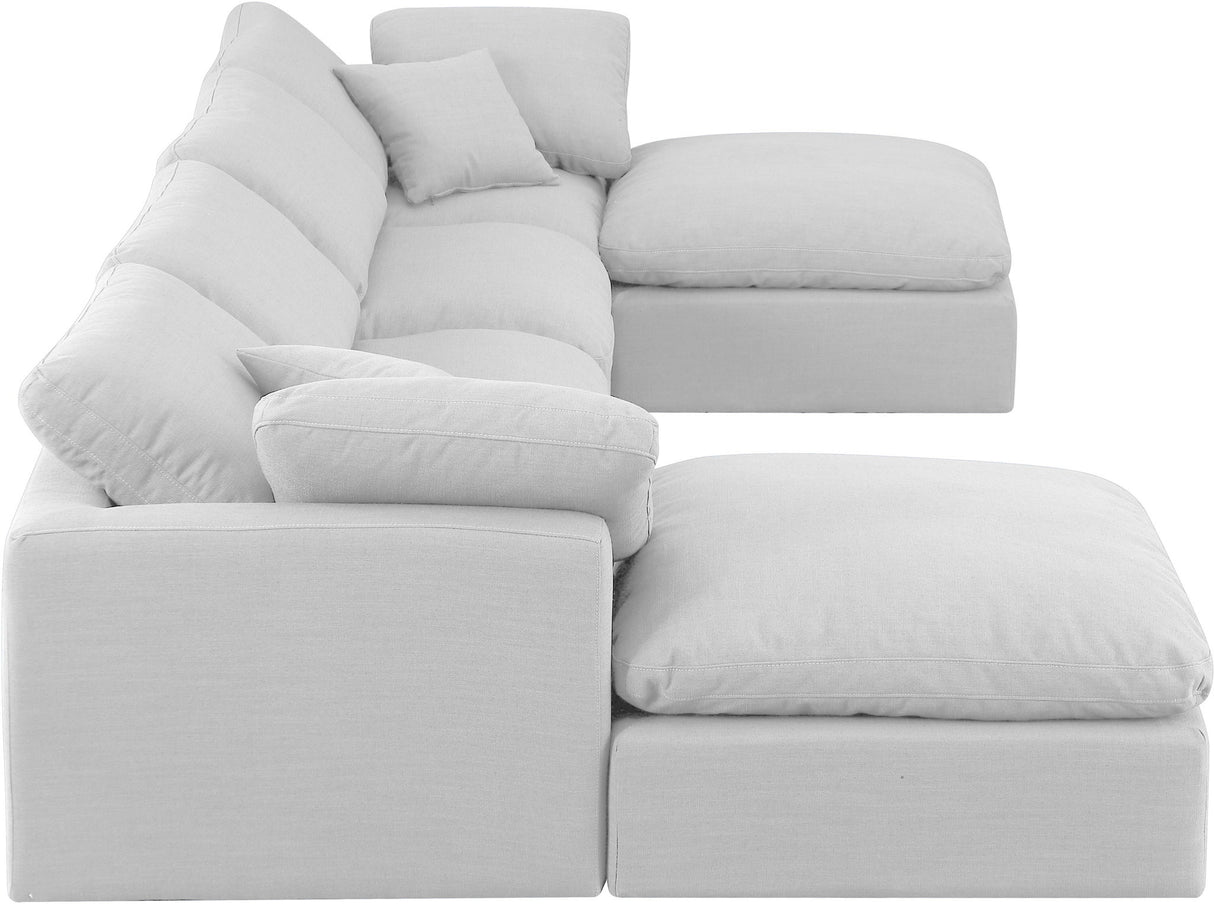 Indulge - Linen 6 Piece Modular Double Chaise Sectional - White