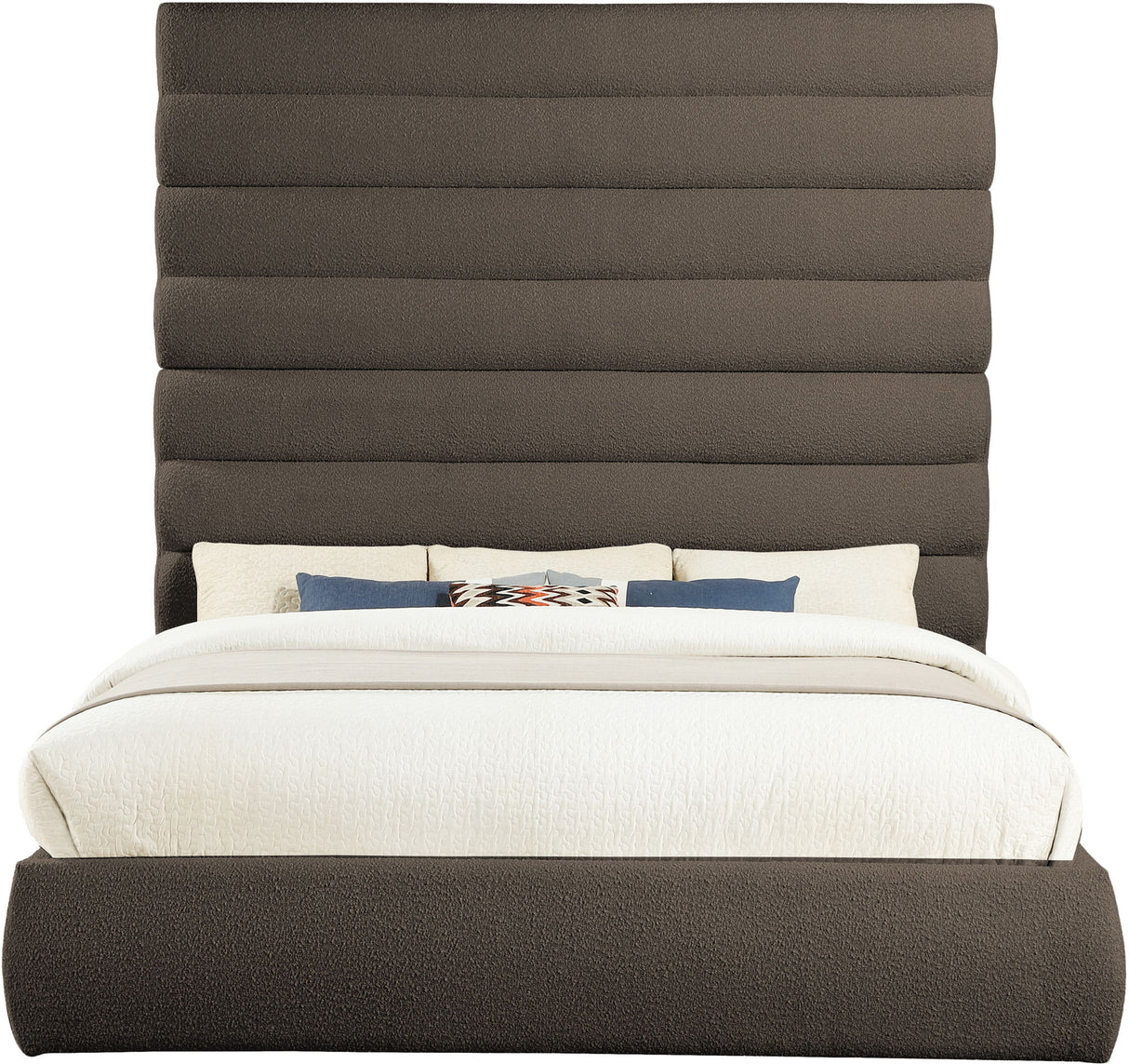 Adam - Boucle Fabric Bed With 89" Headboard