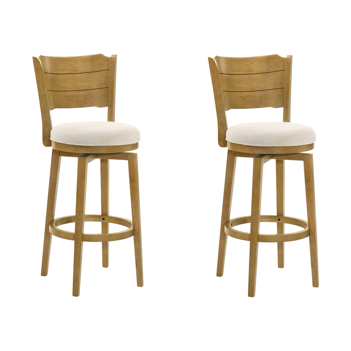 Winsley - Coastal Modern Swivel Wood Bar Height Kitchen Bar Stool