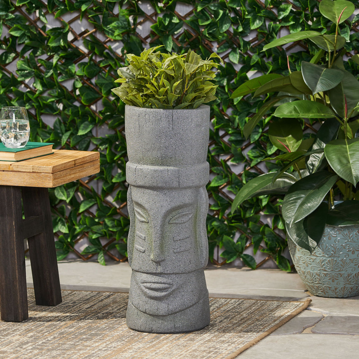 Classic Flower Planter With Magnesium Oxide Material - Stone Gray