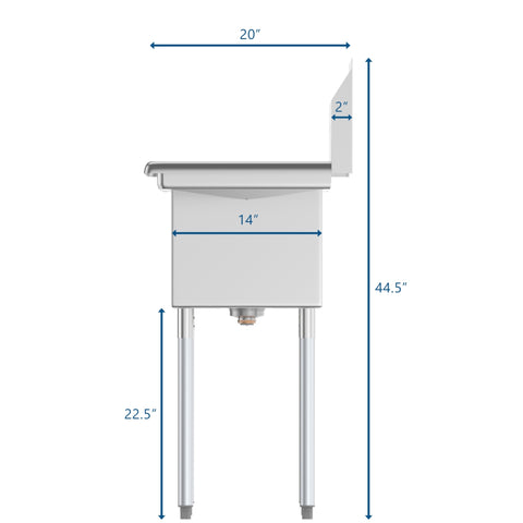 36 in. Three Compartment Stainless Steel Commercial Sink, Bowl Size 10" x 14" x 10" SC101410-N3.