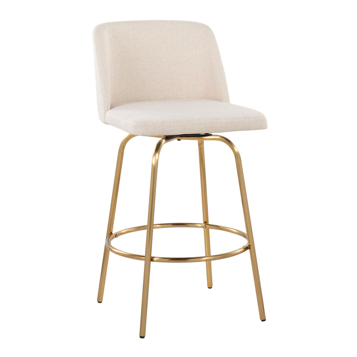 Toriano - 26" Fixed-Height Counter Stool (Set of 2) - Cream Noise / Gold