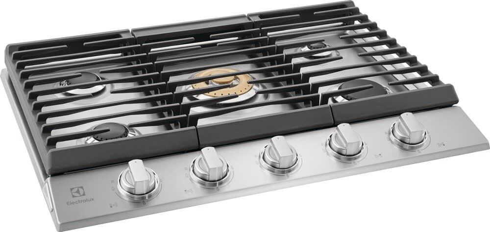 Electrolux ECCG3068AS 30 inch gas cooktop three quarter view