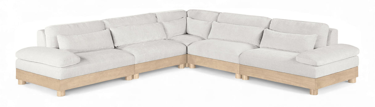 Turin - Chenille Fabric Upholstered Modular Sectional - White