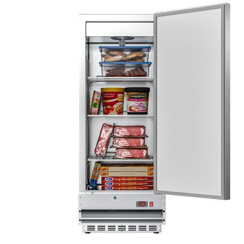 25 in. Commercial Stainless Steel 1-Door Reach-In Freezer, 12 cu. ft. RIF-1D-SS12C