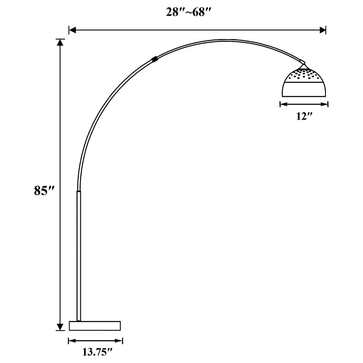 Krester - Dome Shade Arc Floor Lamp - Chrome