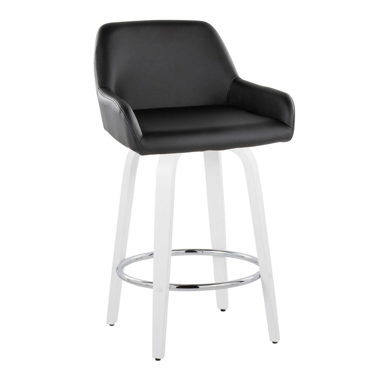 Cinch - Contemporary Fixed-Height Swivel Counter Stool (Set of 2) - White Wood And Round Footrest