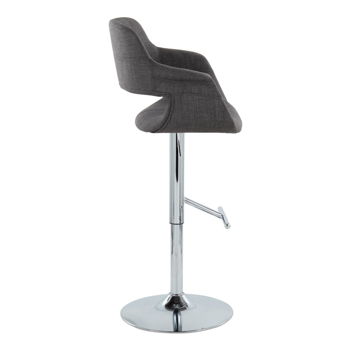 Vintage Flair - Adjustable Swivel Barstool (Set of 2) - Charcoal Fabric Seat