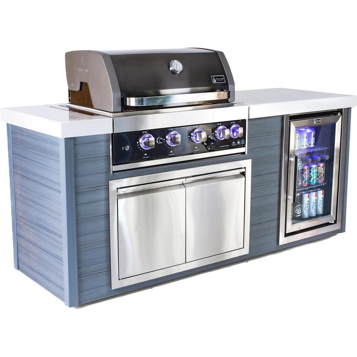 Mont Alpi Artwood Series 6.5 Ft Natural Gas Outdoor Kitchen Island w/ 4-Burner Grill - MA400-AWBSS