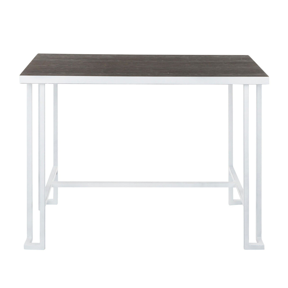 Roman - Industrial Counter Table - Vintage White Metal And Espresso Wood-Pressed Grain Bamboo