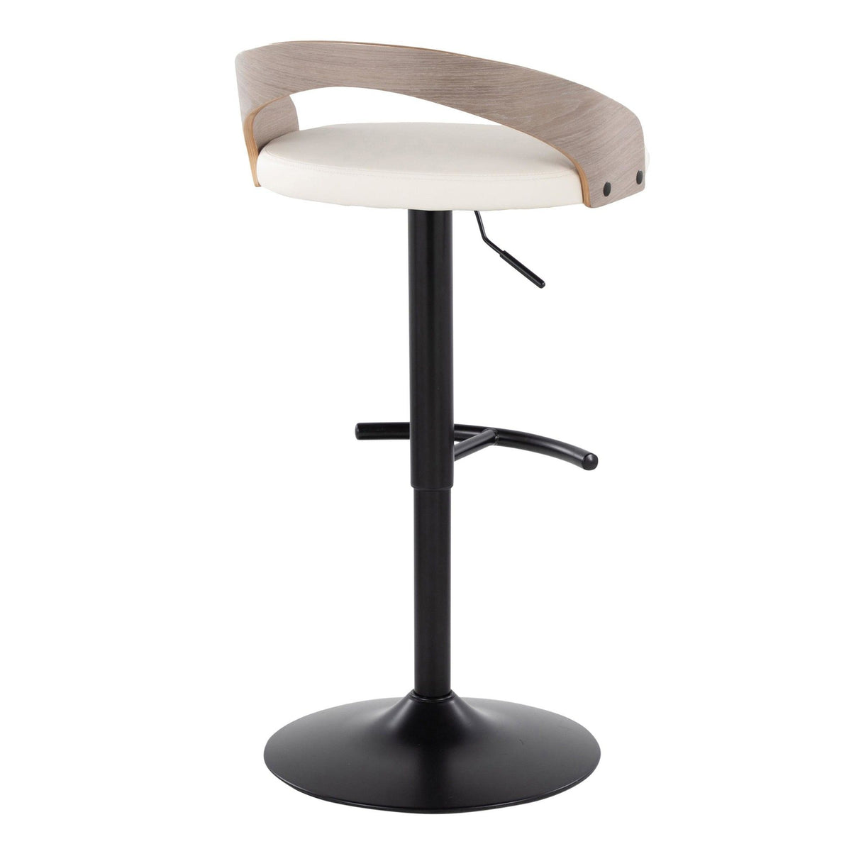 Grotto - Adjustable Barstool - Black Metal, Light Gray Wood