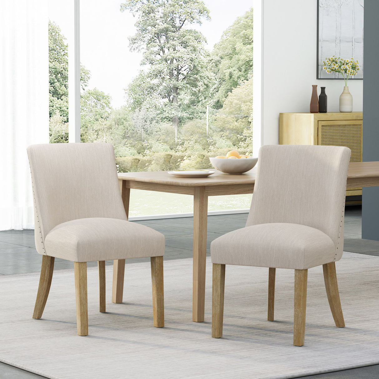 Classic Fabric Dining Chair - Beige