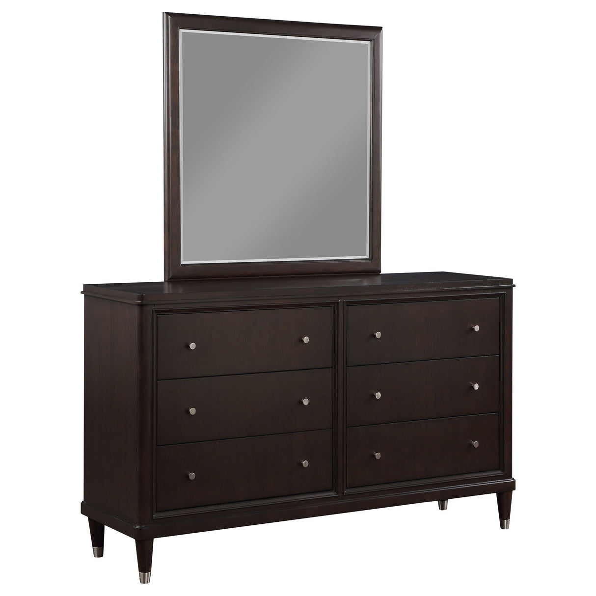 Navarro - 6 Drawer Dresser With Mirror - Brown