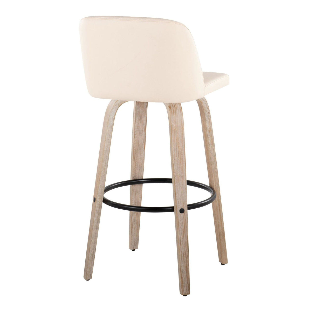 Toriano - 30" Fixed-Height Barstool (Set of 2) - White Wash And Black Round Base