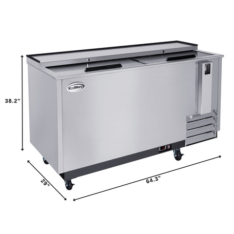 65 in. Commercial Bottle Cooler in Stainless-Steel with Built-In Opener, ETL Listed, 19 cu. ft. (KM-BOC65-SS)