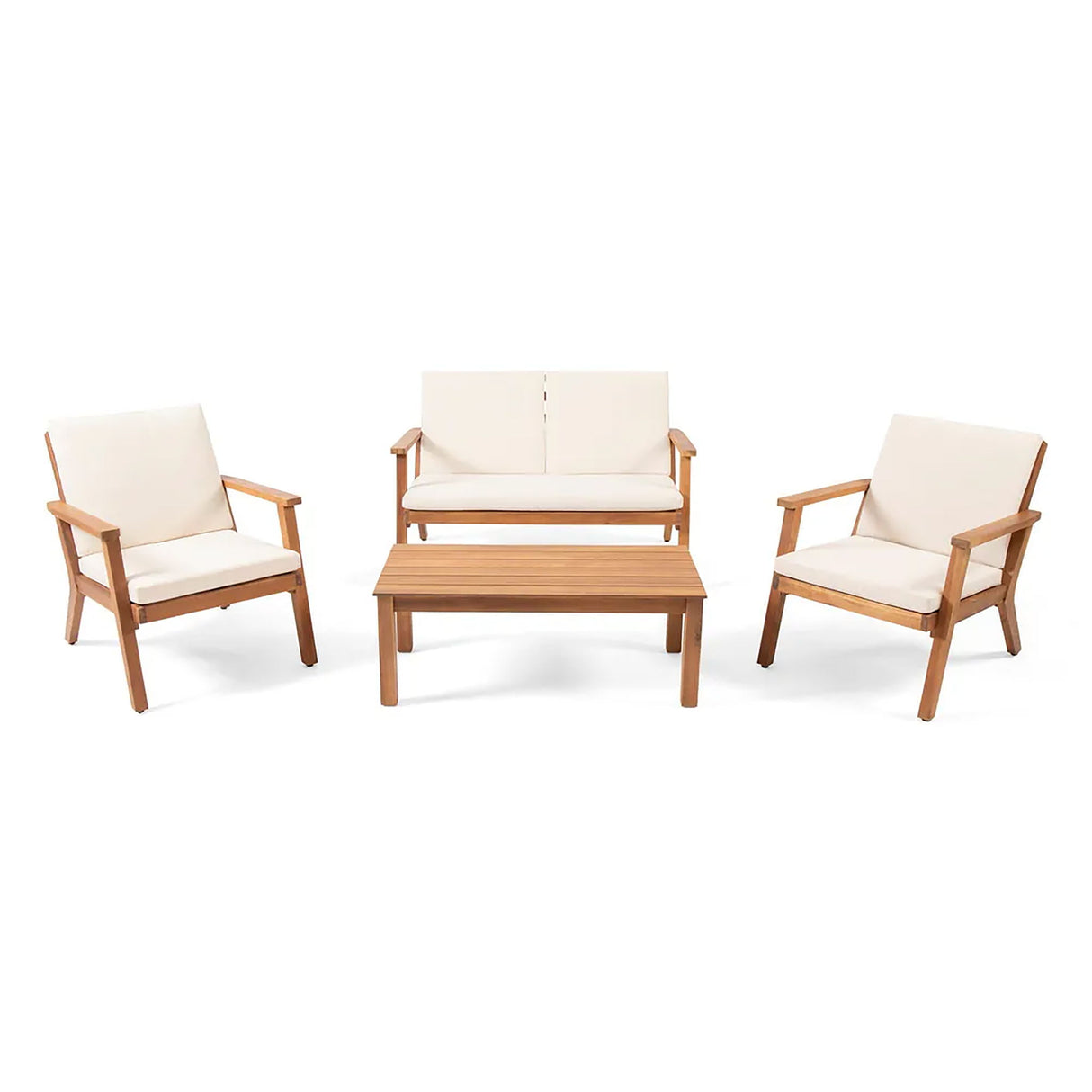Avacyn - Outdoor Acacia Wood 4 Seater Chat Set With Cushions