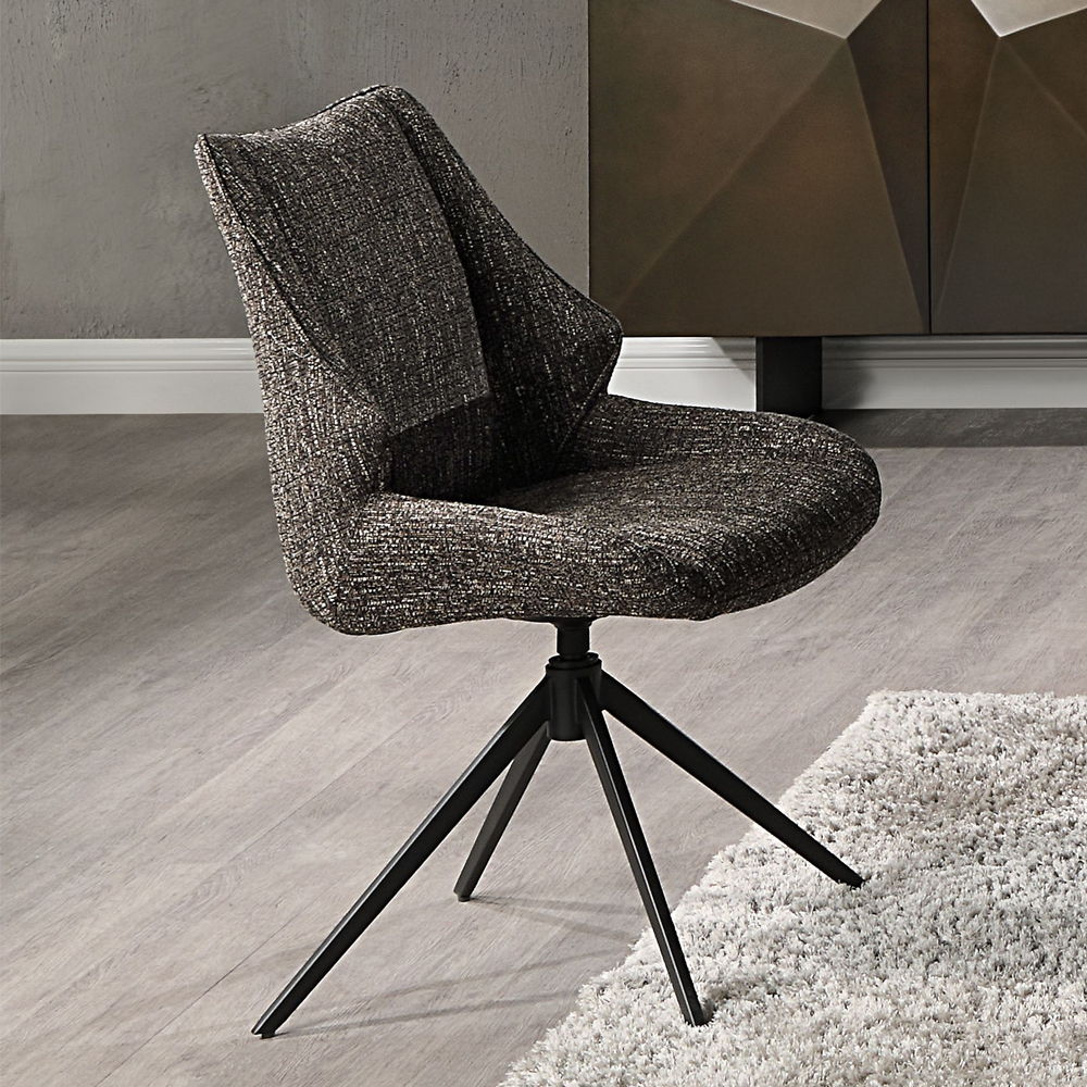 Malika - Side Chair With Swivel (Set of 2) - Brown Chenille