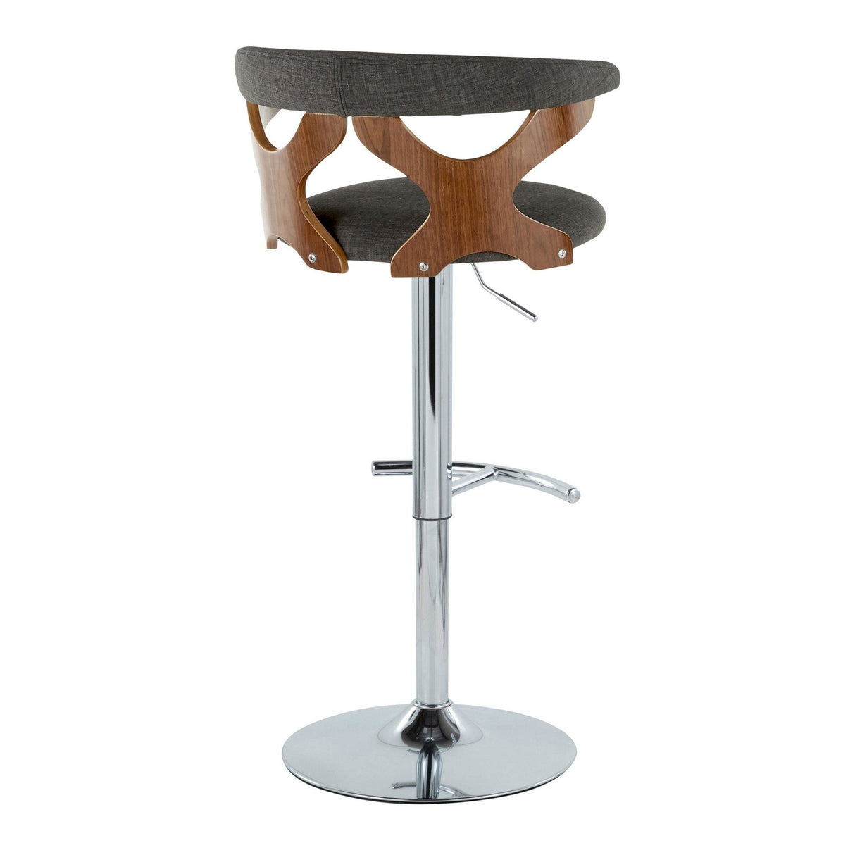Gardenia - Adjustable Barstool - Chrome Base & Walnut Backrest