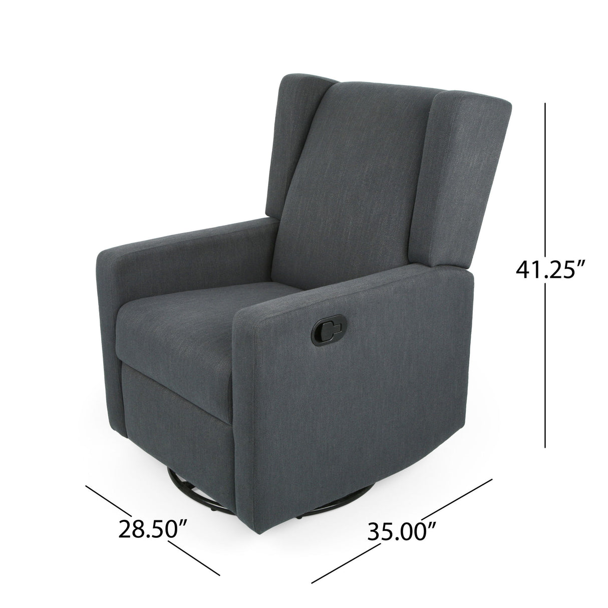 Landau - Contemporary Fabric Upholstered Swivel Recliner - Charcoal