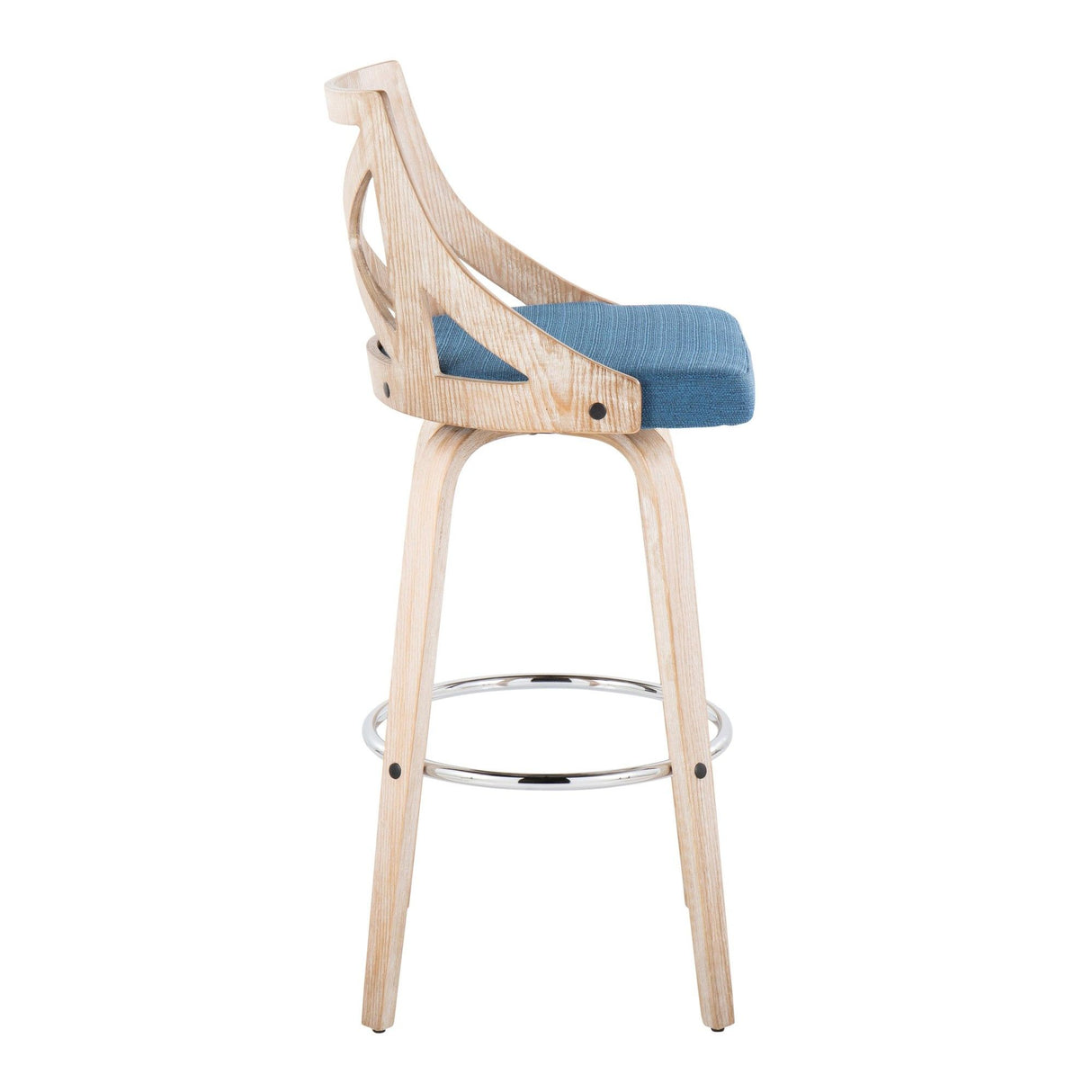 Charlotte - 30" Fixed-Height Barstool (Set of 2) - White Washed Frame