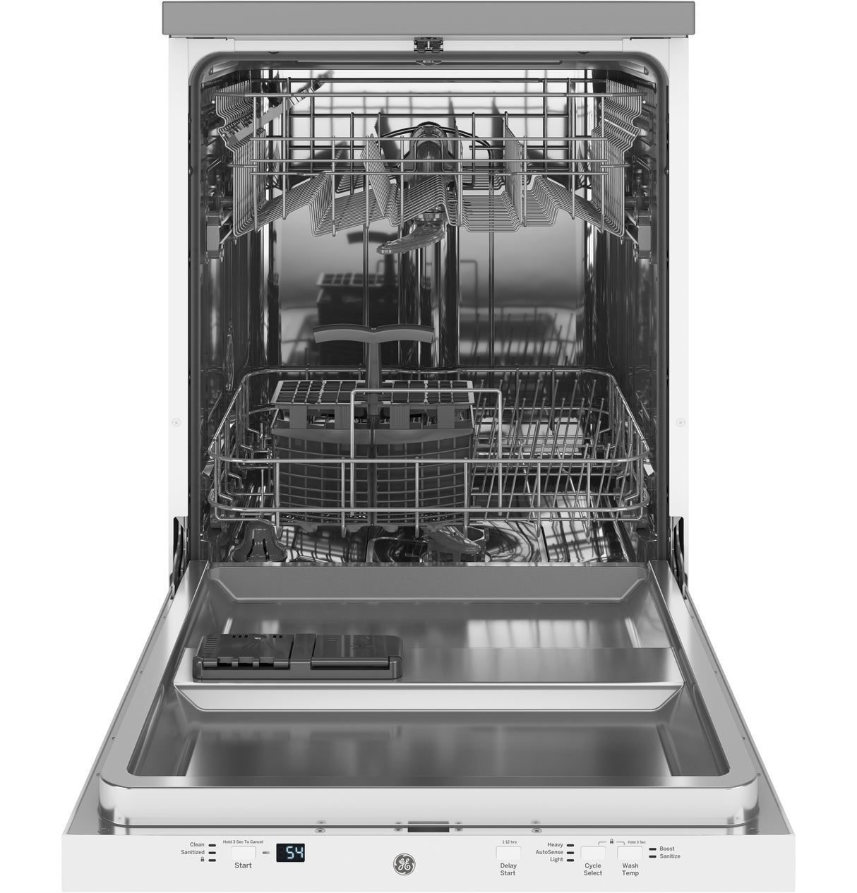 GE GPT225SGLWW - 24" Stainless Steel Interior Portable Dishwasher with Sanitize Cycle - White