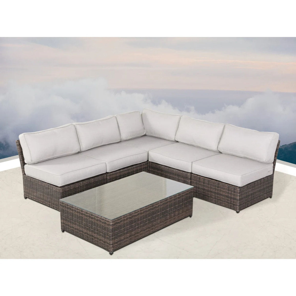 Comfortable Modern Patio Rattan Sectional Set With Cushions