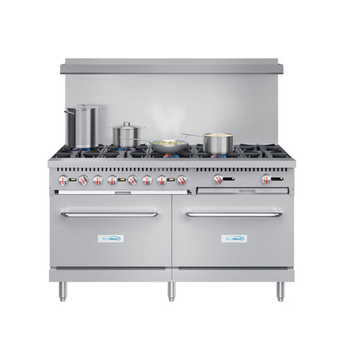 60 in. 10 Burner Commercial LP Range with Oven in Stainless-Steel (KM-CR60-LP)