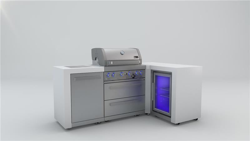 Mont Alpi 400 Deluxe island with 90 degree corner and fridge cabinet. - (MAI400D90FC)