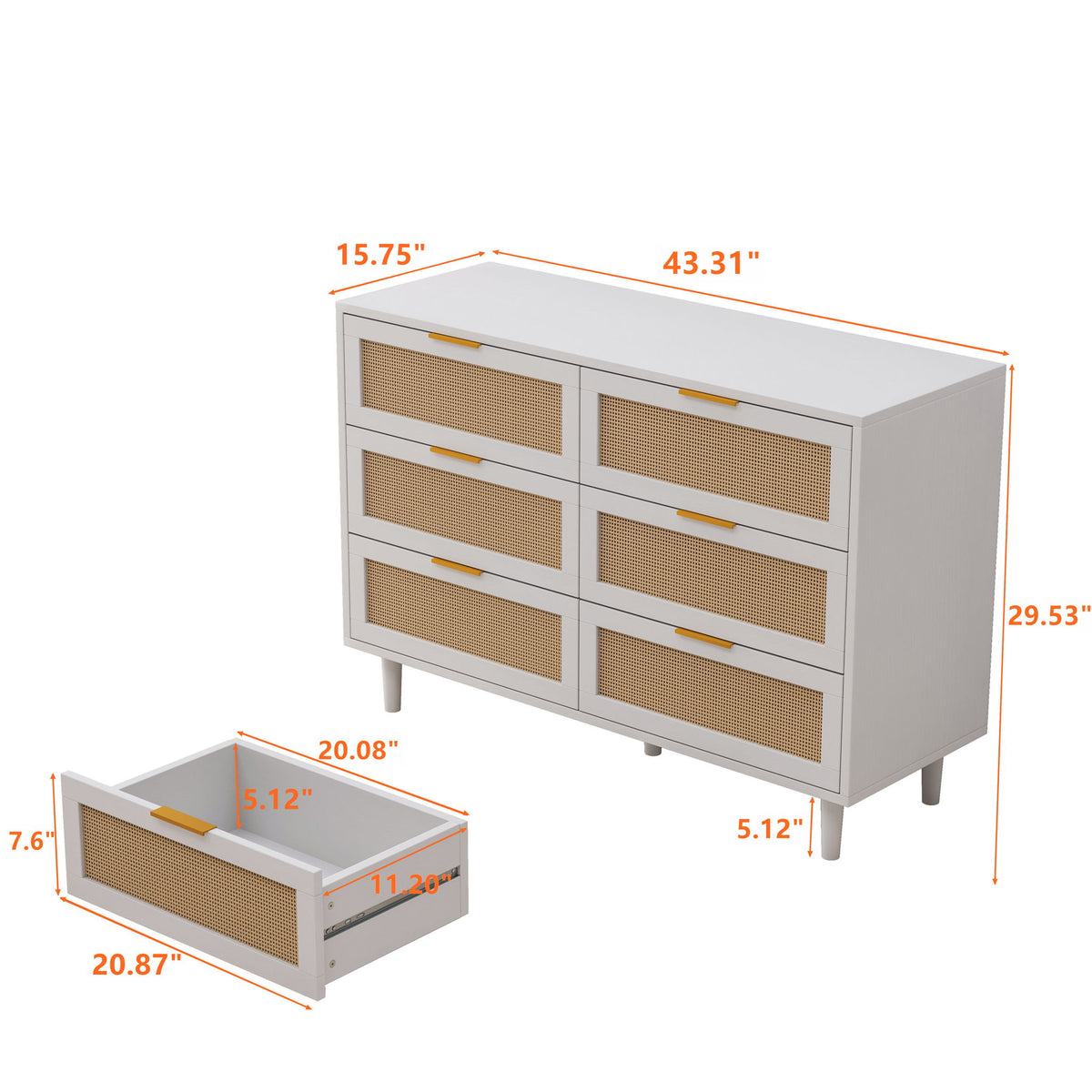 6 Drawer Storage Modern Cabinet For Bedroom
