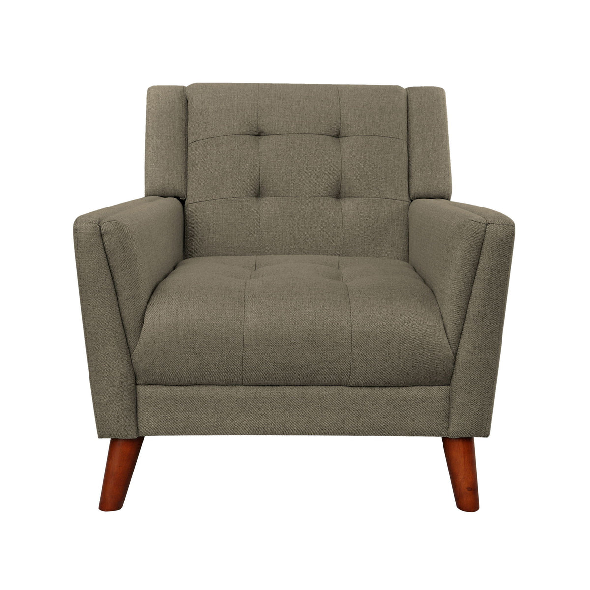 Upholstered Armchair With Button Tufting And Tapered Legs - Mocha
